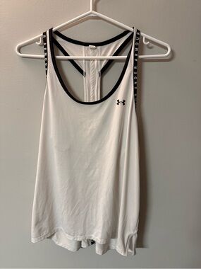 Under Armour White Tank Top with Black Trim and Logo